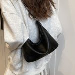 Women Fashion Casual Solid Color Chain Large Capacity Shoulder Bag - Image 3