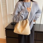 Women Fashion Simple Solid Color Soft Leather Shoulder Bag - Image 4