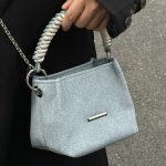 Wholesale Women Fashion Casual Chain Denim Bucket Handbag