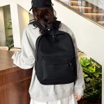 Wholesale Solid Color Simple Fashion Nylon Backpack - Image 4