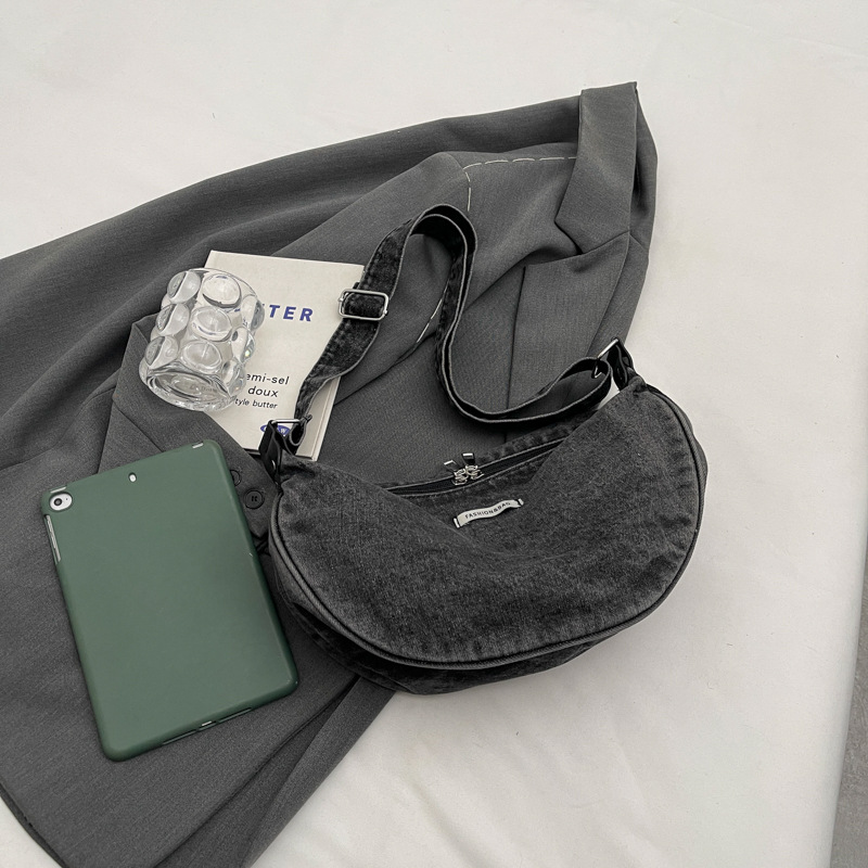 main_3-495 Women Fashion Simple Denim Zipper Shoulder Bag - Image 1