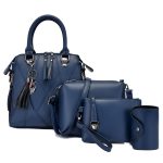 Women Fashion Casual Simple Stitching Solid Color Handbag Four-Piece Bag Set