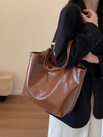 Wholesale Women Fashion Casual Simple Solid Color Large Capacity Tote Bag - Image 3