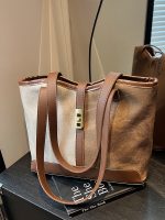 Women Fashion Casual Contrast Color Large Capacity Tote Bag - Image 2