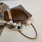 Women Casual Simple Solid Color Large Capacity Tote Bag - Image 3