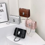 Women Fashion Casual Solid Color Rhombic Chain Small Square Shoulder Bag - Image 4