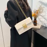 Women Casual Simple Solid Color Chain Small Square Shoulder Bag - Image 3