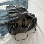 Women Fashion Casual Simple Pu Leather Chain Tote Bag - Image 4