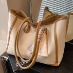 Women Casual Simple Contrast Color Large Capacity Tote Bag