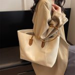Women Casual Simple Solid Color Large Capacity Tote Bag - Image 4