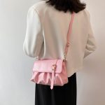 Wholesale Women Fashion Casual Simple Solid Color Pleated Shoulder Bag - Image 4
