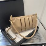 Wholesale Women Fashion Casual Solid Color Pleated Rectangular Shoulder Bag - Image 4