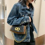 Women Fashion Splicing Stone Pattern Chain Shoulder Bag - Image 4