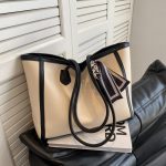 Wholesale Women Fashion Casual Simple Color Contrast Large Capacity Tote Bag - Image 4