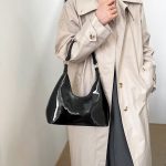 Wholesale Simple Solid Color Retro Bright Underarm Bag - Image 4