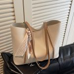 Wholesale Women Casual Simple Large Capacity Ribbon Tote Bag - Image 4