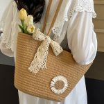Wholesale Large Capacity Hand Straw Woven Women Summer Beach Tote Bag