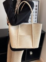 Women Fashion Casual Solid Color Large Capacity Stone Pattern Handbag - Image 5