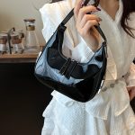 Wholesale Women Fashion Casual Solid Color Patent Leather Shoulder Bag - Image 4