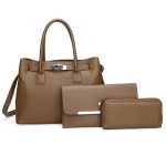 Women Fashion Casual Solid Color Handbag Three-Piece Bag Set - Image 3