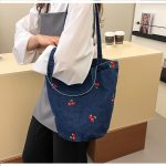 Wholesale Women Fashion Casual Embroidered Large Capacity Canvas Denim Shoulder Bag - Image 4