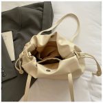 Women Fashion Casual Solid Color Pleated Shoulder Bag - Image 4