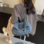 Wholesale Women Fashion Casual Large Capacity Denim Chain Shoulder Bag - Image 4
