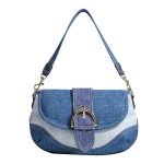 Women Fashion Casual Patchwork Denim Canvas Shoulder Bag - Image 3