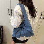 Wholesale Women Fashion Casual Denim Bowknot Shoulder Bag - Image 4