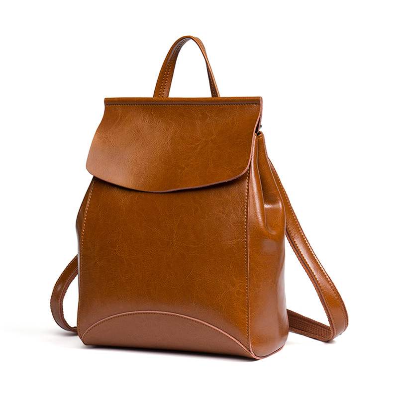 main_3-730 Wholesale Women Fashion Retro Simple Leather Solid Color Backpack - Image 1