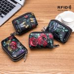 Wholesale Fashion Vintage Rose Pattern Zipper Leather Wallet