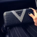 Wholesale Women Fashion Color Blocking Crocodile Grain Long Wallet PU Purse - Image 4
