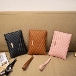Women Fashion Solid Color Quilted Pu Square Handle Strap Phone Holder Bag Clutch - Image 3