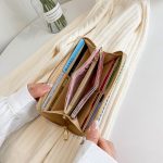 Women Fashion Linen Check Pattern Long Coin Purse - Image 3