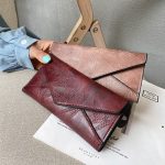 Women Fashion Retro Envelope Wallet Pu Stitching Long Coin Purse - Image 3