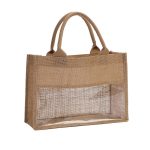 Jute Pvc Patchwork Women Casual Linen Tote Bag - Image 4