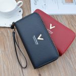 Women Fashion Simple Litchi Pattern Double Zipper Long Purses - Image 3