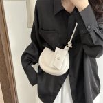 Women Fashion Solid Color Semi-Round Coin Purse Pendant Shoulder Bag - Image 3