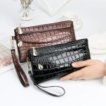 Women Fashion Casual Bright Crocodile Long Purses - Image 3