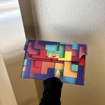 Women Fashion Geometric Color Block Flap Lock Rectangular Purses - Image 3