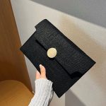 Wholesale Summer Women Simple Solid Color Felt Flap Rectangular Purses - Image 3