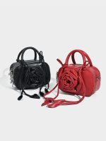 Women Fashion Creative Solid Color Rose Flower Small Square Handbag - Image 2