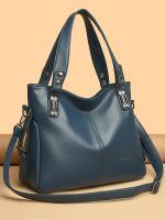 Women Fashion Casual Solid Color Large Capacity Handbag - Image 5