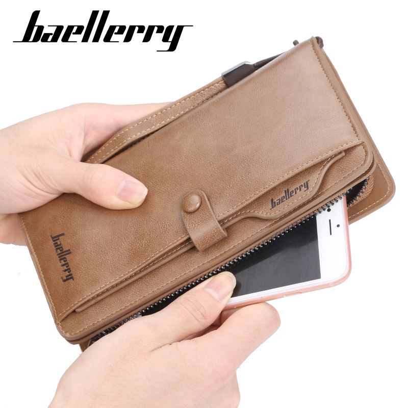 main_3-984 Retro Business Men Wallet Large Capacity Multifunctional Zipper Mobile Phone Bag Clutch Bag - Image 1