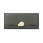 Women Fashion Casual Solid Color Litchi Pattern Triple Folding Long Wallet - Image 3