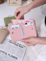 Women Fashion Solid Color Litchi Pattern Short Pearl Chain Multi-Card Coin Wallet - Image 5