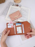Women Fashion Casual Solid Color Crocodile Pattern Short Three-Fold Coin Wallet - Image 5