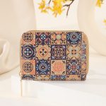Women Fashion Retro Cork Printed Short Zipper Wallet - Image 5