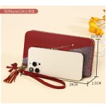 Women Fashion Color Contrast Zipper Large Capacity Long Wallet - Image 4