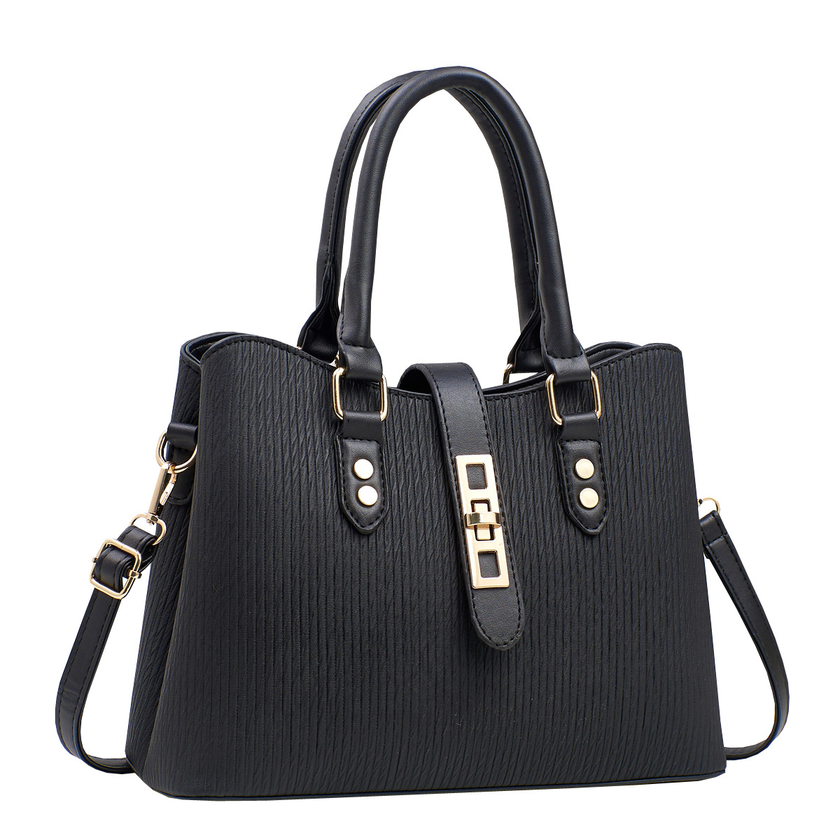 main_4-107 Wholesale Women Fashion Casual Solid Color Vertical Stripes Large Capacity Handbag - Image 1